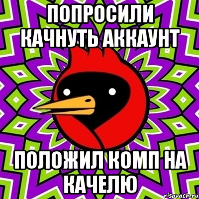 попросили качнуть аккаунт положил комп на качелю, Мем Омская птица