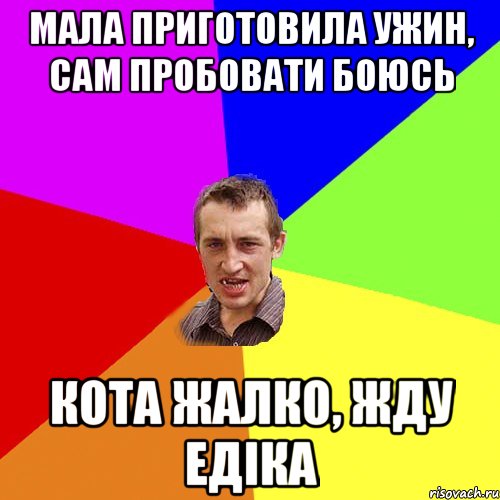 мала приготовила ужин, сам пробовати боюсь кота жалко, жду едіка, Мем Чоткий паца