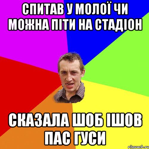 спитав у молої чи можна піти на стадіон сказала шоб ішов пас гуси, Мем Чоткий паца