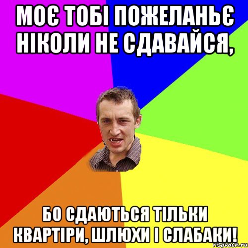 Моє тобі пожеланьє ніколи не сдавайся, бо сдаються тільки квартіри, шлюхи і слабаки!, Мем Чоткий паца