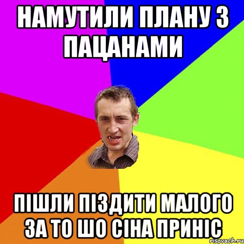 Намутили плану з пацанами пішли піздити малого за то шо сіна приніс, Мем Чоткий паца