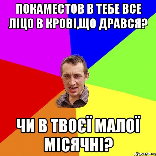 Покаместов в тебе все ліцо в крові,що дрався? Чи в твоєї малої місячні?, Мем Чоткий паца