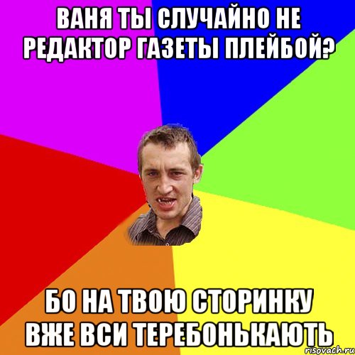 ваня ты случайно не редактор газеты плейбой? бо на твою сторинку вже вси теребонькають, Мем Чоткий паца