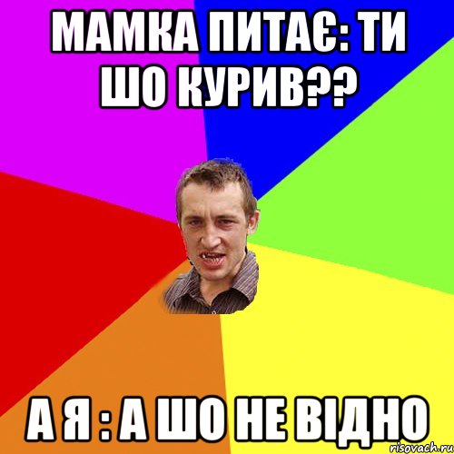 МАМКА ПИТАЄ: ТИ ШО КУРИВ?? А Я : А ШО НЕ ВІДНО, Мем Чоткий паца