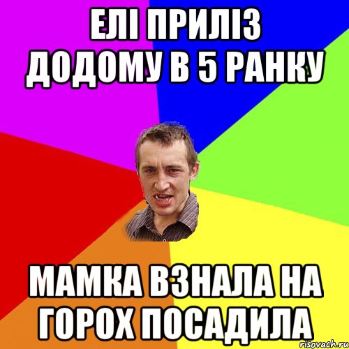 Елі приліз додому в 5 ранку мамка взнала на горох посадила, Мем Чоткий паца