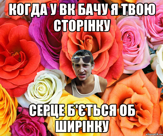 Когда у вк бачу я твою сторінку серце б'ється об ширінку, Мем  пацанчо