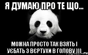 я думаю про те що... можна просто так взять і уєбать з вєртухи в голову ))), Мем Панда