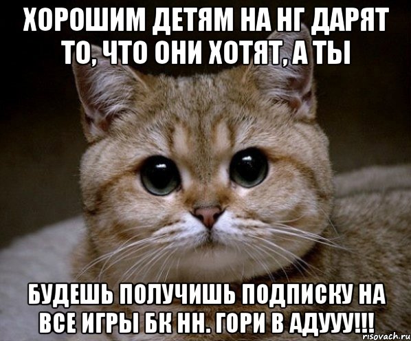 Хорошим детям на НГ дарят то, что они хотят, а ты будешь получишь подписку на все игры БК НН. ГОРИ В АДУУУ!!!, Мем Пидрила Ебаная