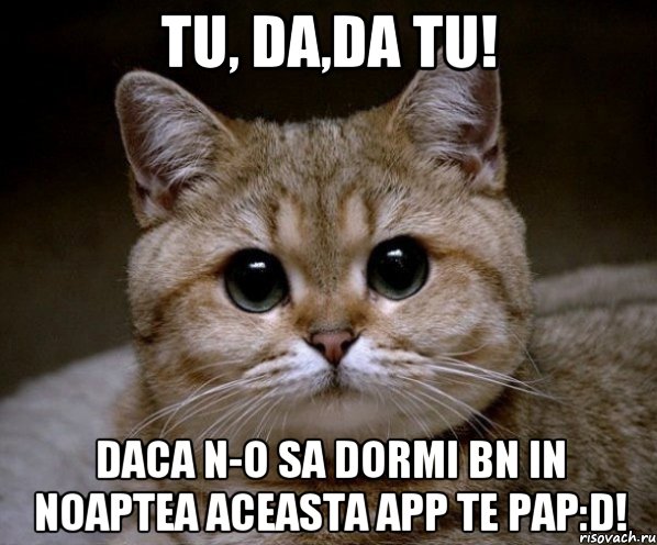 Tu, da,da Tu! Daca n-o sa dormi bn in noaptea aceasta app te pap:D!, Мем Пидрила Ебаная