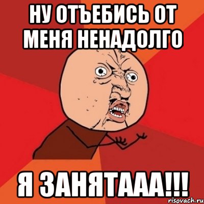 НУ ОТЪЕБИСЬ ОТ МЕНЯ НЕНАДОЛГО Я ЗАНЯТААА!!!, Мем Почему