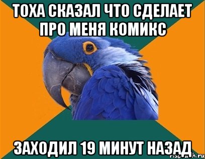 Тоха сказал что сделает про меня комикс заходил 19 минут назад, Мем Попугай параноик