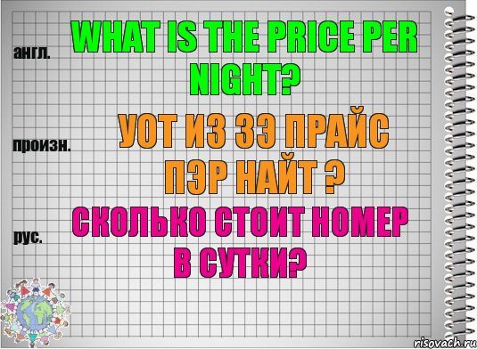 What is the price per night? уот из зэ прайс пэр найт ? Сколько стоит номер в сутки?, Комикс  Перевод с английского