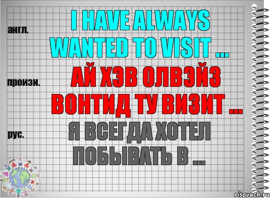 I have always wanted to visit ... ай хэв олвэйз вонтид ту визит ... Я всегда хотел побывать в ..., Комикс  Перевод с английского