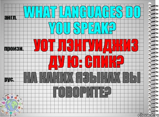 What languages do you speak? уот лэнгуиджиз ду ю: спик? На каких языках Вы говорите?, Комикс  Перевод с английского