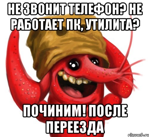 Не звонит телефон? не работает ПК, утилита? ПОЧИНИМ! после переезда, Мем рачье