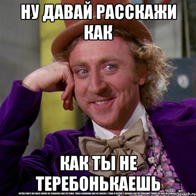Ну давай расскажи как как ты не теребонькаешь, Мем Ну давай расскажи (Вилли Вонка)