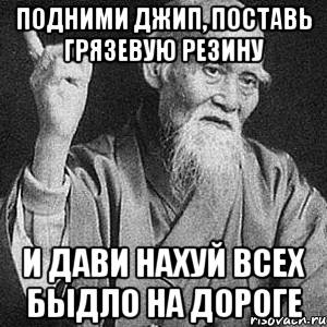 подними джип, поставь грязевую резину и дави нахуй всех быдло на дороге, Мем Монах-мудрец (сэнсей)