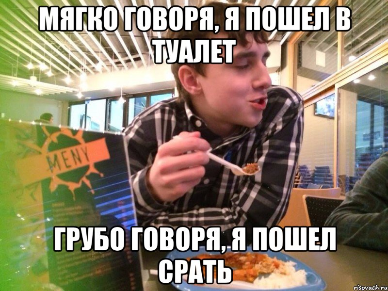 мягко говоря, я пошел в туалет грубо говоря, я пошел срать