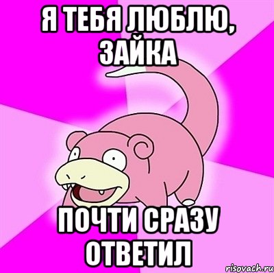 я тебя люблю, зайка почти сразу ответил, Мем слоупок