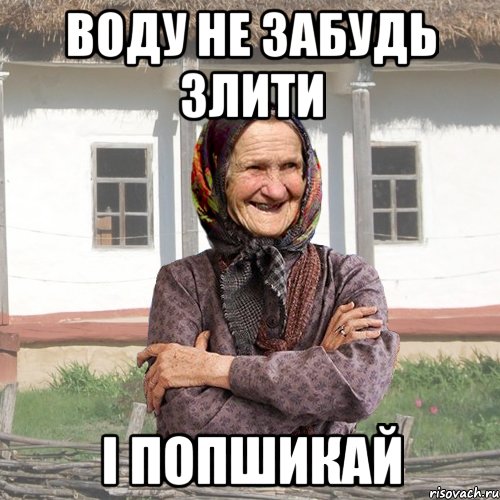 ВОДУ НЕ ЗАБУДЬ ЗЛИТИ І ПОПШИКАЙ, Мем советы Баби Нюри