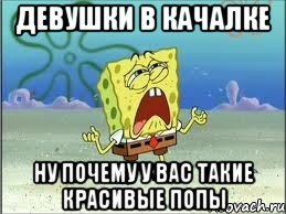 Девушки в качалке Ну почему у вас такие красивые попы, Мем Спанч Боб плачет