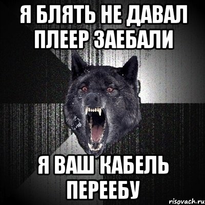 Я БЛЯТЬ НЕ ДАВАЛ ПЛЕЕР ЗАЕБАЛИ Я ВАШ КАБЕЛЬ ПЕРЕЕБУ, Мем Сумасшедший волк