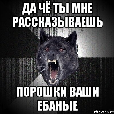 ДА ЧЁ ТЫ МНЕ РАССКАЗЫВАЕШЬ ПоРОШКИ ВАШИ ЕБАНЫЕ, Мем Сумасшедший волк