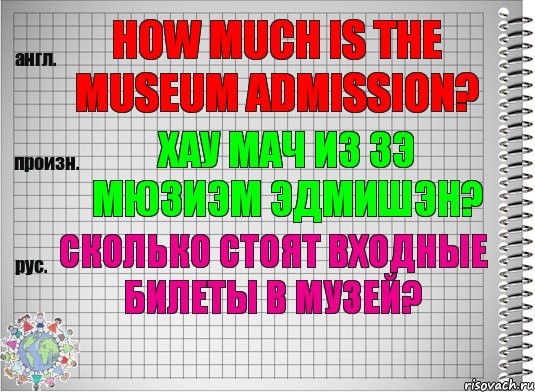 How much is the museum admission? хау мач из зэ мюзиэм эдмишэн? Сколько стоят входные билеты в музей?, Комикс  Перевод с английского