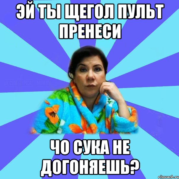 эй ты щегол пульт пренеси Чо сука не догоняешь?, Мем типичная мама