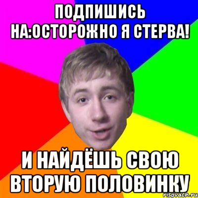 подпишись на:ОСТОРОЖНО я стерва! и найдёшь свою вторую половинку, Мем Типичный Брат