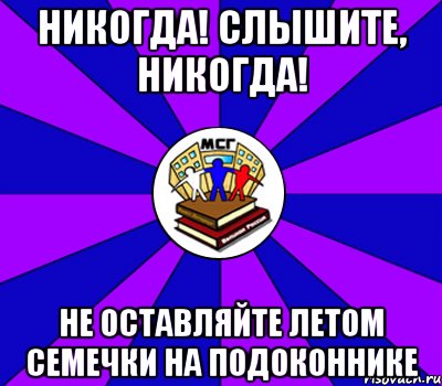 никогда! слышите, никогда! не оставляйте летом семечки на подоконнике, Мем Типичный МСГ