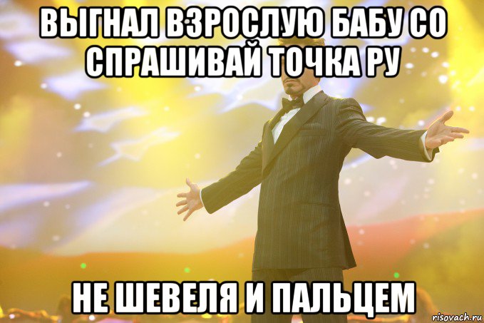 Выгнал взрослую бабу со спрашивай точка ру не шевеля и пальцем, Мем Тони Старк (Роберт Дауни младший)