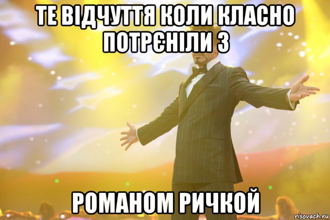 те відчуття коли класно потрєніли з Романом Ричкой, Мем Тони Старк (Роберт Дауни младший)