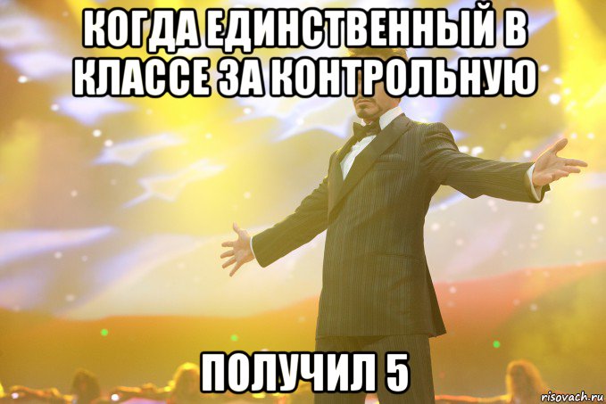 Когда единственный в классе за контрольную получил 5, Мем Тони Старк (Роберт Дауни младший)