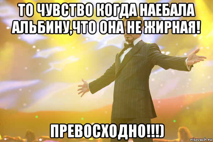 То чувство когда наебала альбину,что она не жирная! превосходно!!!), Мем Тони Старк (Роберт Дауни младший)