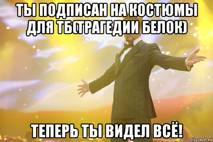 Ты подписан на костюмы для тб(трагедии белок) теперь ты видел всё!, Мем Тони Старк (Роберт Дауни младший)