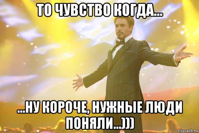 ТО ЧУВСТВО КОГДА... ...НУ КОРОЧЕ, НУЖНЫЕ ЛЮДИ ПОНЯЛИ...))), Мем Тони Старк (Роберт Дауни младший)