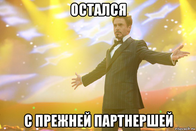 остался с прежней партнершей, Мем Тони Старк (Роберт Дауни младший)