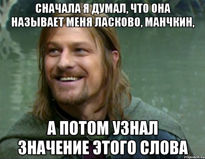 сначала я думал, что она называет меня ласково, манчкин, а потом узнал значение этого слова, Мем Тролль Боромир