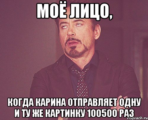 Моё лицо, Когда Карина отправляет одну и ту же картинку 100500 раз, Мем твое выражение лица