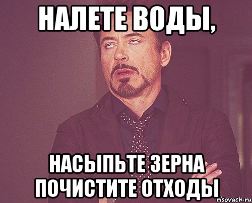 Налете воды, насыпьте зерна почистите отходы, Мем твое выражение лица