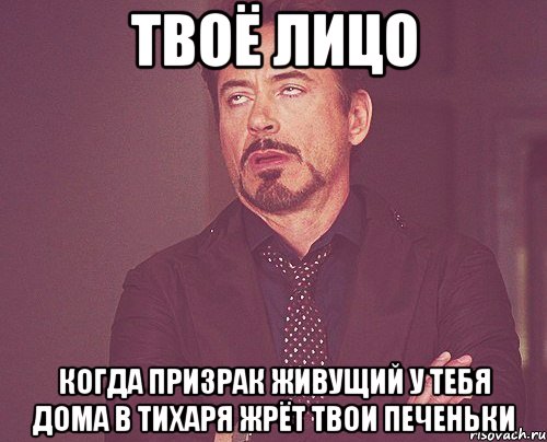 твоё лицо когда призрак живущий у тебя дома в тихаря жрёт твои печеньки, Мем твое выражение лица