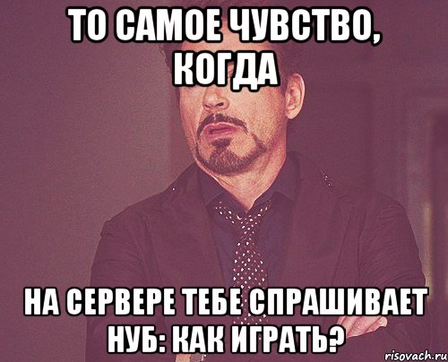 То самое чувство, когда на сервере тебе спрашивает нуб: Как играть?, Мем твое выражение лица