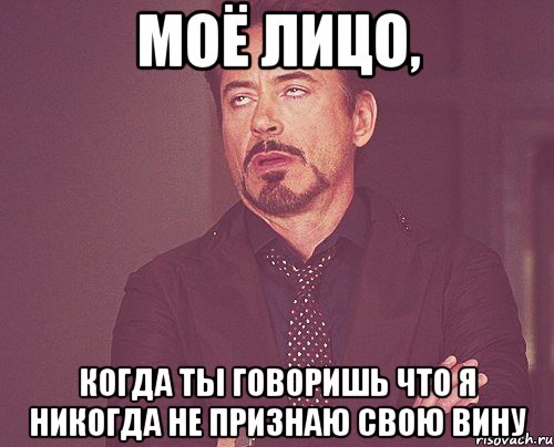 Моё лицо, когда ты говоришь что я никогда не признаю свою вину, Мем твое выражение лица