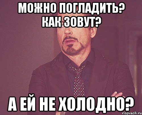 Можно погладить? Как зовут? А ей не холодно?, Мем твое выражение лица