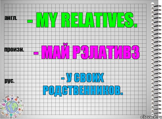 - my relatives. - май рэлативз - у своих родственников., Комикс  Перевод с английского