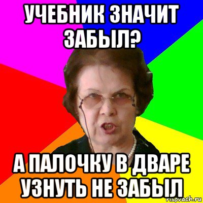 Учебник значит забыл? А палочку в дваре узнуть не забыл, Мем Типичная училка