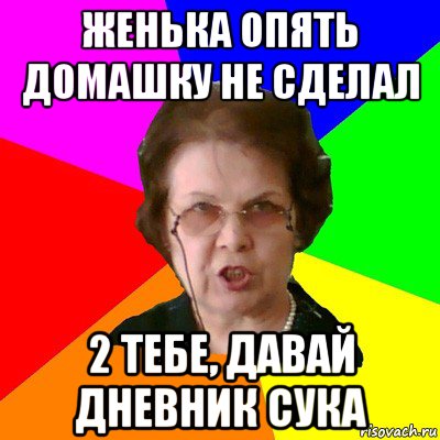 женька опять домашку не сделал 2 тебе, давай дневник сука, Мем Типичная училка