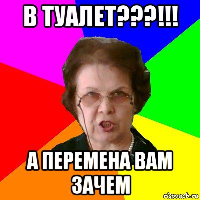 в туалет???!!! а перемена вам зачем, Мем Типичная училка