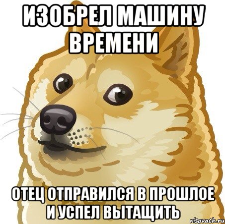 изобрел машину времени отец отправился в прошлое и успел вытащить, Мем Doge